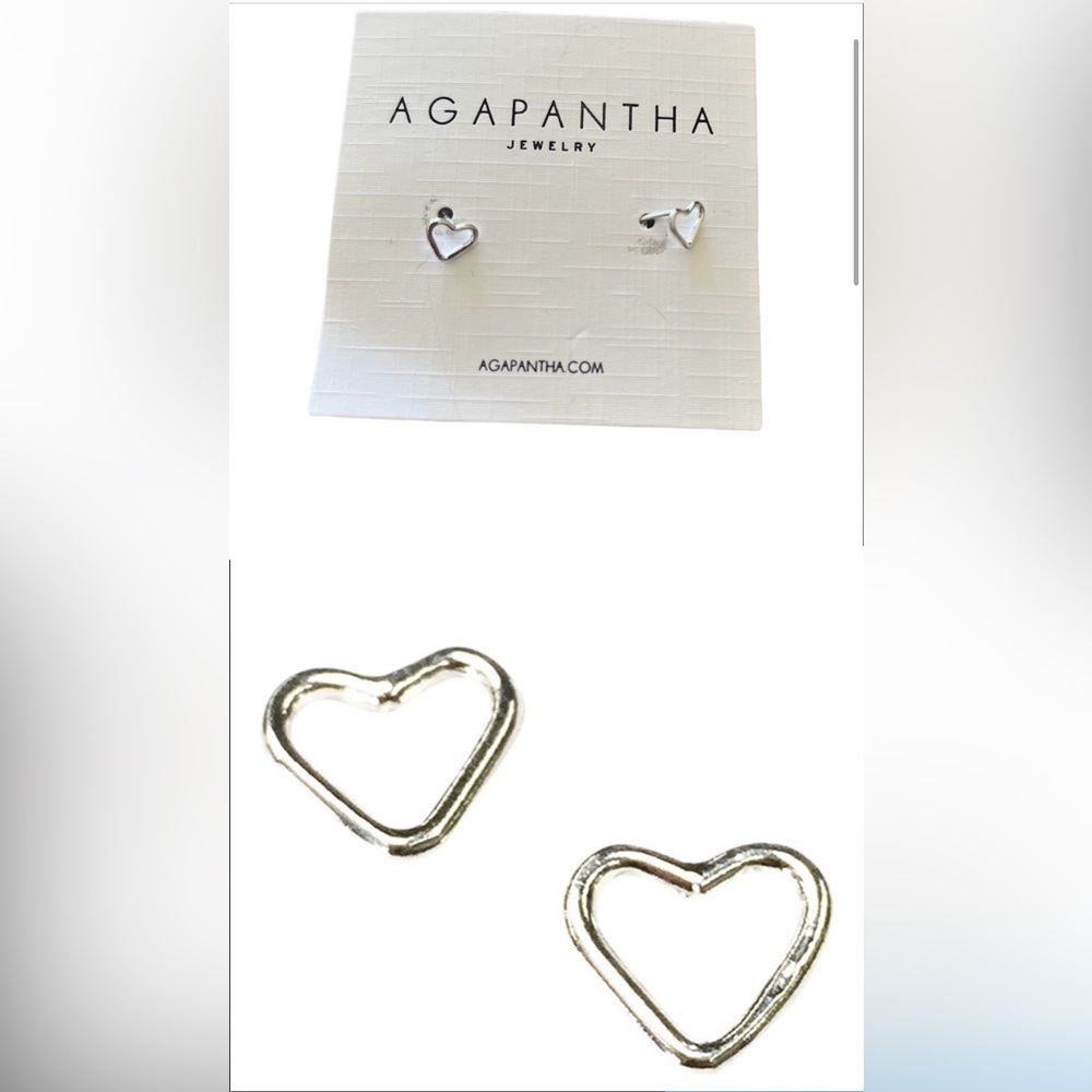 New Agapantha Silver tone mini heart earrings